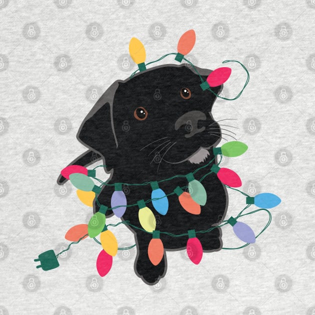 Puppy With Christmas Lights by DesignCat